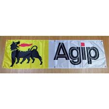 Agip Banner 1.5x5ft Sign Motor Oil Gas Metal Vintage Oils Plate Station Garage picture