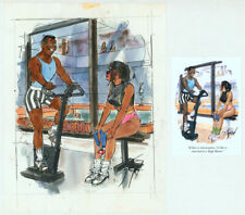 Doug Sneyd Signed Original Color Xerox Gag Sketch Art Playboy May 1993 Gym Girl picture