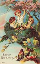 c1910  Fantasy Kids In Birds Nest Eggs Embossed Easter Eggs Fab P154 picture