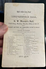 1852 American Independence Birthday Ball Invitation South Troy NY? picture