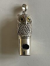 925 Sterling Silver Owl shaped Whistle - excellent Condition And Whistle Works picture