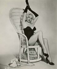 Diana Dors pin-up in black corset seated on chair 1950's 4x6 inch photo picture