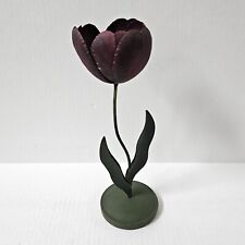 Anthropologie Terrain Tulip Candle Holder Purple Black Flower Metal Boho picture