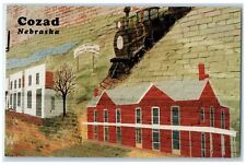 c1960's Mural Of Historical Scene Train Tree Cozad Nebraska NE Unposted Postcard picture