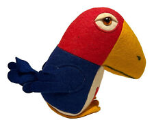 1940s RARE VTG KU Wool Felt Jayhawk Mascot Kansas University Straw Stuffed Plush picture