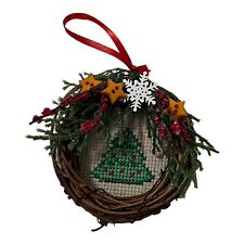 Christmas 3 Inch Wreath Cross Stitch Christmas Tree Hand-Made Ornament picture