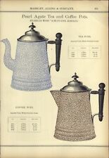 1895 PAPER AD 7 PG COLOR Pearl Agate Tea Coffee Pot Porcelain Bird Flower ++ picture