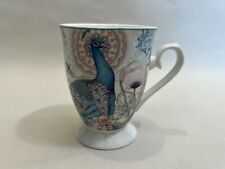BV Summer River Lovely Ceramic Peacock Tea Cup Mug, 3 1/4