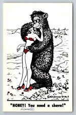 Honey You Need A Shave Risqué Bear Girl Bikini Comic Humor Unposted Postcard picture