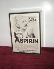 Vintage Bayer Aspirin Advertising 1930's/40,s Bayer Print Ad Framed 5