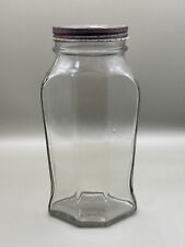 Vintage Anchor Hocking Eight Sided Glass Clear Jar w/ Zinc Lid  picture