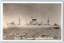 U S S Thomas Jefferson Postcard RPPC Photo Steamer Ship c1950's Unposted Vintage picture