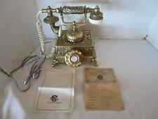 Vintage Brass Telephone MONARCH Rotatory Dial Cameo Onyx Tabletop Ornate 1970’s picture
