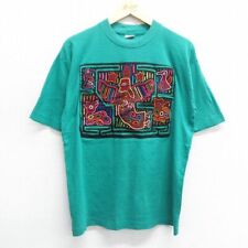 Xl/Used Short Sleeve Vintage T-Shirt Men'S 90S Bird Cotton Crew Neck Green Spe 2 picture