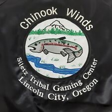 Vintage Casino Jacket XXL Chinook Winds Lincoln City Oregon Siletz Tribal Satin picture
