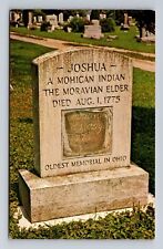 Gnadenhutten OH-Ohio, Oldest Mem in Ohio, Grave of Joshua, Vintage Postcard picture