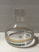 Vintage Bombay Glass Polish Clear Vase w/ Gold Trim Heavy Base Made in Poland 6” picture