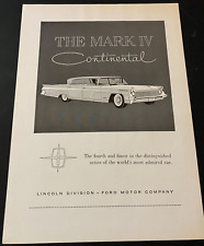 1959 Lincoln Continental MkIV - Vintage Original Illustrated Print Ad Wall Art picture