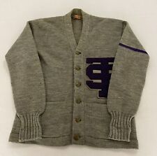 Vintage 30s M Varsity Wool Cardigan Letterman Sweater Chenille Patch 20x25 AE4 picture