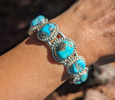 Native American 7 Stones Turquoise Cuff Bracelet Navajo Handmade Jewelry Sz 6.5 picture