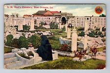 New Orleans LA-Louisiana, St Roch's Cemetery, Vintage Postcard picture