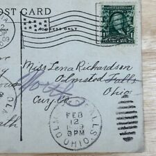 Rare Early 1900s Benjamin Franklin 1 Cent Stamp on Postcard Flag Cancellation picture