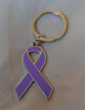 Eating Disorder Purple Awareness ribbon enamel keyring.Anorexia Nervosa, Bulimia picture