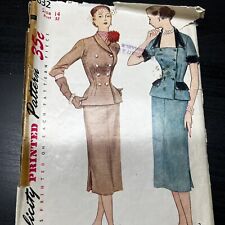 Vintage 1950s Simplicity 3746 Double Breasted Top + Skirt Sewing Pattern 14 CUT picture