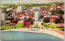 Lakeland Florida FL, 1959 Business Section, Buildings, Lake, Vintage Postcard picture