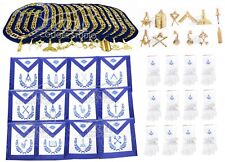Masonic Aprons & Regalia Blue Lodge Officers Chain Collar and Gloves Set of 12  picture