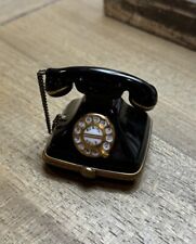 Rochard Limoges France Peint Main Rotary Telephone Trinket Box | Black, Gold picture