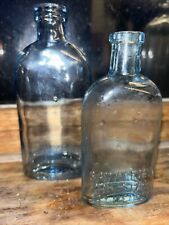 Beautiful Blue Antique Sawyers Crystal Blueing Bottle Early 1900’s Lot Of 2 picture