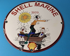 Vintage Shell Gasoline Sign - Popeye Sailor Gas Pump Mechanic Porcelain Sign picture