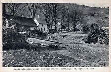 MONTPELIER VT - 1927 Flood Wreckage Lower Winooski Street Postcard picture