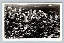 RPPC Miami FL-Florida, Aerial View, Biscayne Bay, Vintage Postcard picture