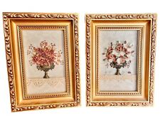 VTG Ornate Gold Framed Ribbon Bouquet Pictures Lot Cottage Grandma-Core 5.5X7.5” picture