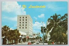 Fort Lauderdale Florida, Andrews Avenue Old Cars Shops, Vintage Postcard picture