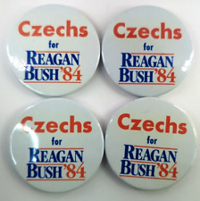 Lot of 4 Rare: CZECHS for REAGAN BUSH ‘84 Vintage Political Pin back Button picture