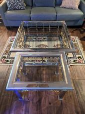 Vintage Mid Century Brass Chrome Mastercraft Cocktail Coffee End Table Hollywood picture
