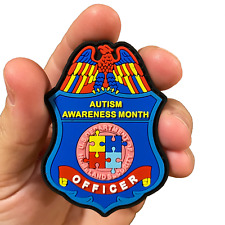 EL13-014 Autism Awareness Month Officer Police PVC Patch picture