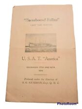 Antique Passenger Ship Music Program The U.S.A.T. America Homebound Follies 1919 picture