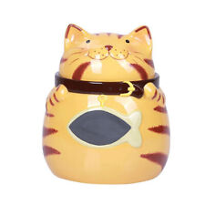 PT Fat Happy Tabby Cat Hand Painted Ceramic Cookie Jar picture