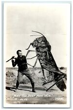 c1940's Exaggerated Grasshopper May The Best Man Win RPPC Photo Vintage Postcard picture