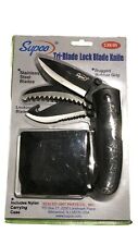 Supco Tri-Blade Lock Knife Utility Knife Folding Camping 3 Blades picture