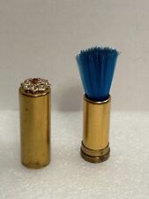 Vintage Retractable Lipstick Tube Brush Gold Tone Blue Bristles See Details picture