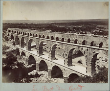 France, Vers-Pont-du-Gard, Pont du Gard vintage albumen print albumin print  picture