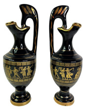 Pair 2 SPYROPOULOS Hand Made & Painted Vase 10