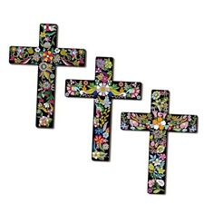 3 Pcs Floral Cross Wall Decor Mexican Wall Art Spanish Style Crucifix Wall  picture