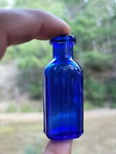 Old Miniature Deep Cobalt Poison Bottle◇Antique Small Dark Blue Poison Bottle picture