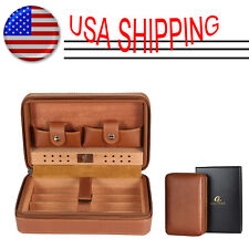 Galiner Cedar Travel Leather Cigar Humidor Case Cigar Box W/ Gift Box Brown picture